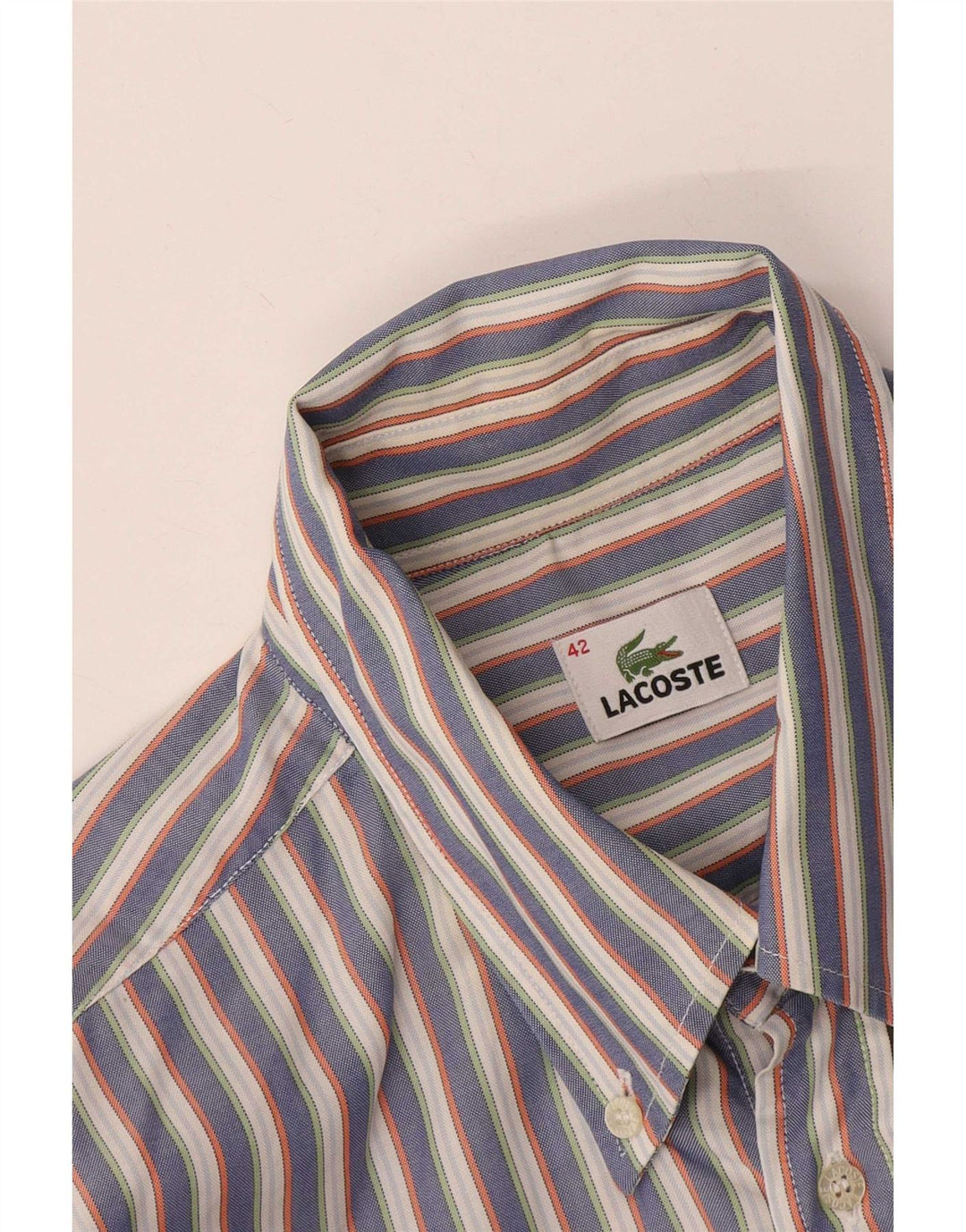 Camisa masculina Lacoste tamanho 42 listrado cinza grande