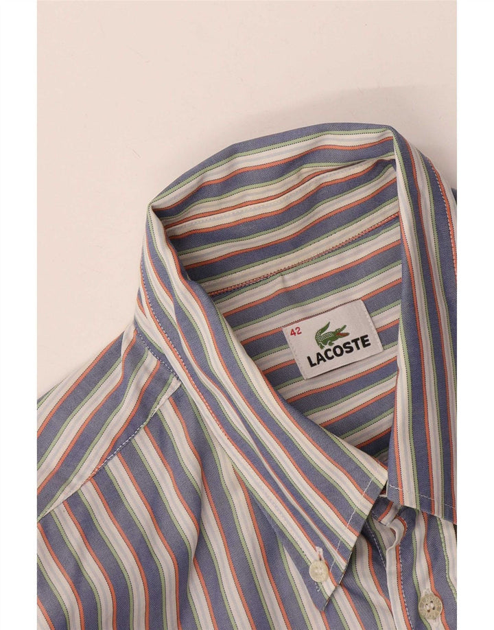 Camisa masculina Lacoste tamanho 42 listrado cinza grande