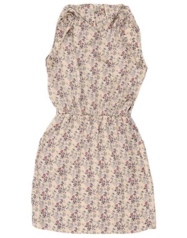 Abito tubino senza maniche da donna Benetton UK 12 medio bianco floreale