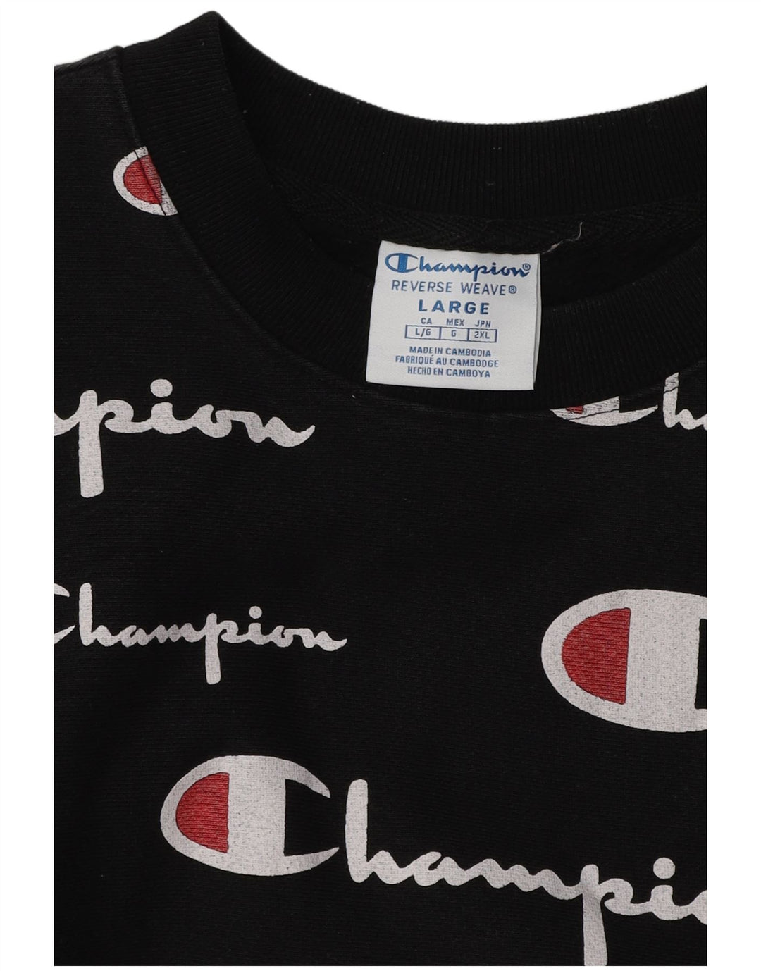Champion Mens Graphic Sweatshirt Jumper Large Black Cotton