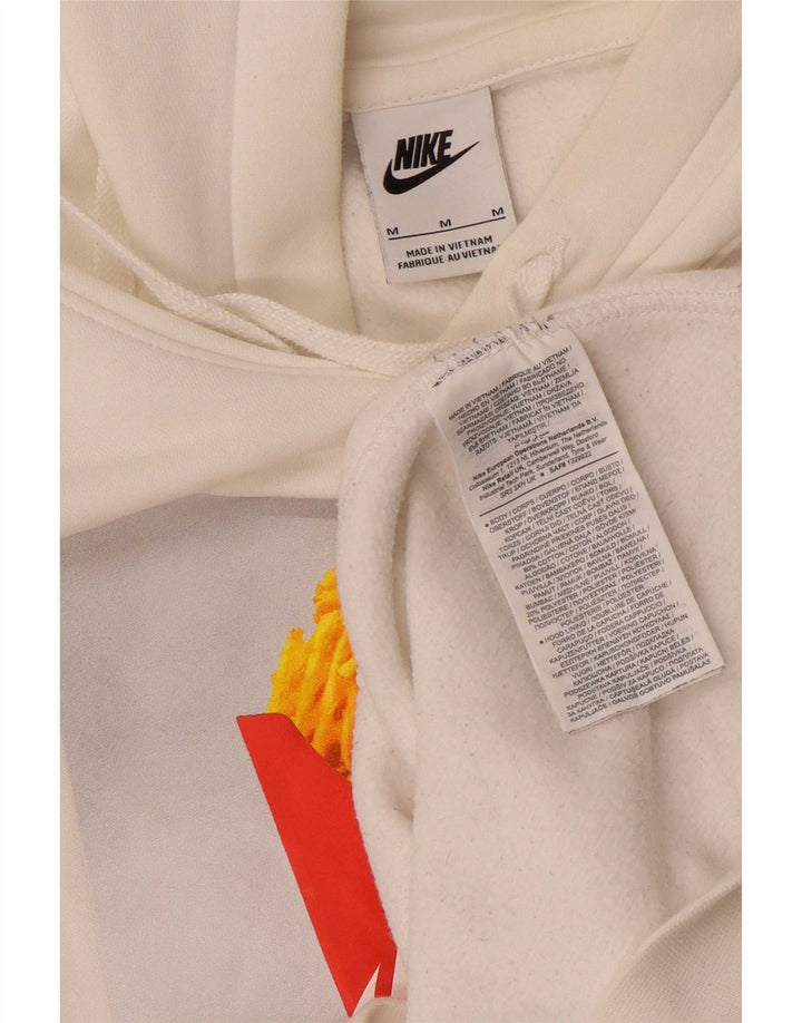 Nike Mens Graphic Hoodie Jumper Medium White Cotton