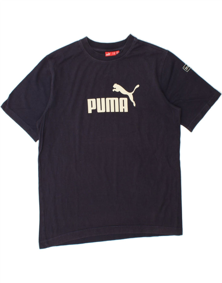 PUMA Mens Graphic T-Shirt Top Medium Navy Blue Cotton Vintage Puma and Second-Hand Puma from Messina Hembry 