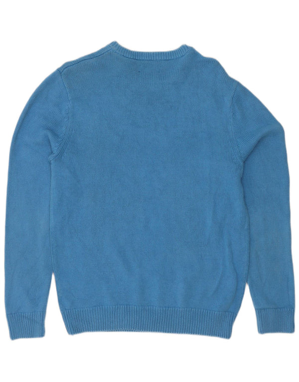 Chaps Mens Boat Neck Jumper Sweater Small Blue Cotton