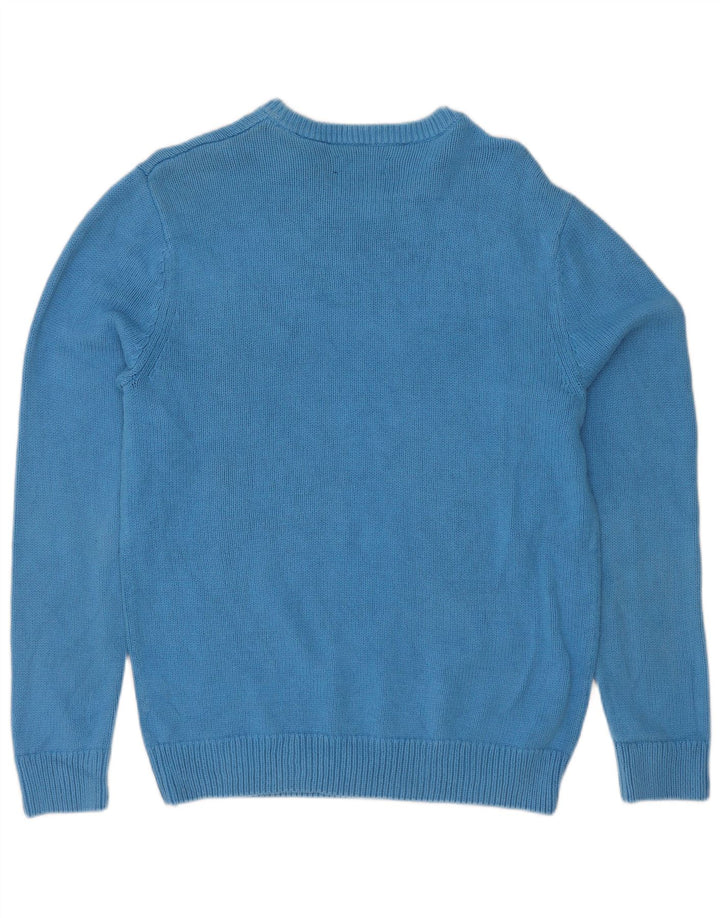 Chaps Mens Boat Neck Jumper Sweater Small Blue Cotton