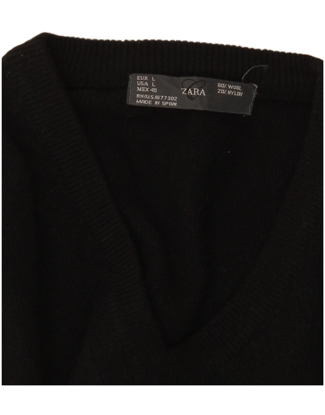 Maglione Zara da uomo con scollo a V grande in lana nera