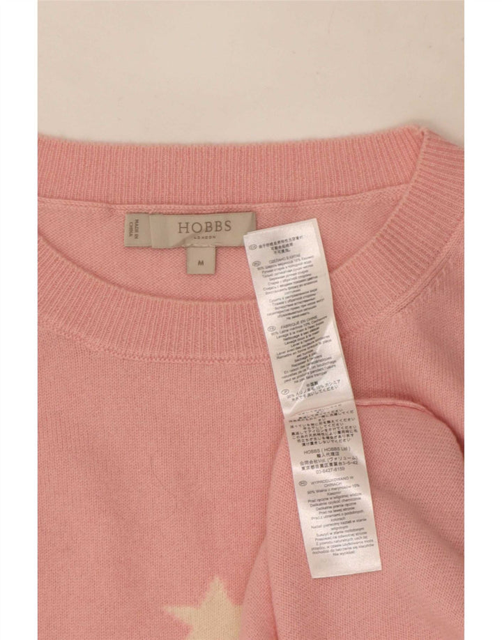 Hobbs Womens Abstract Pattern Boat Neck Jumper Sweater UK 14 Medium Pink