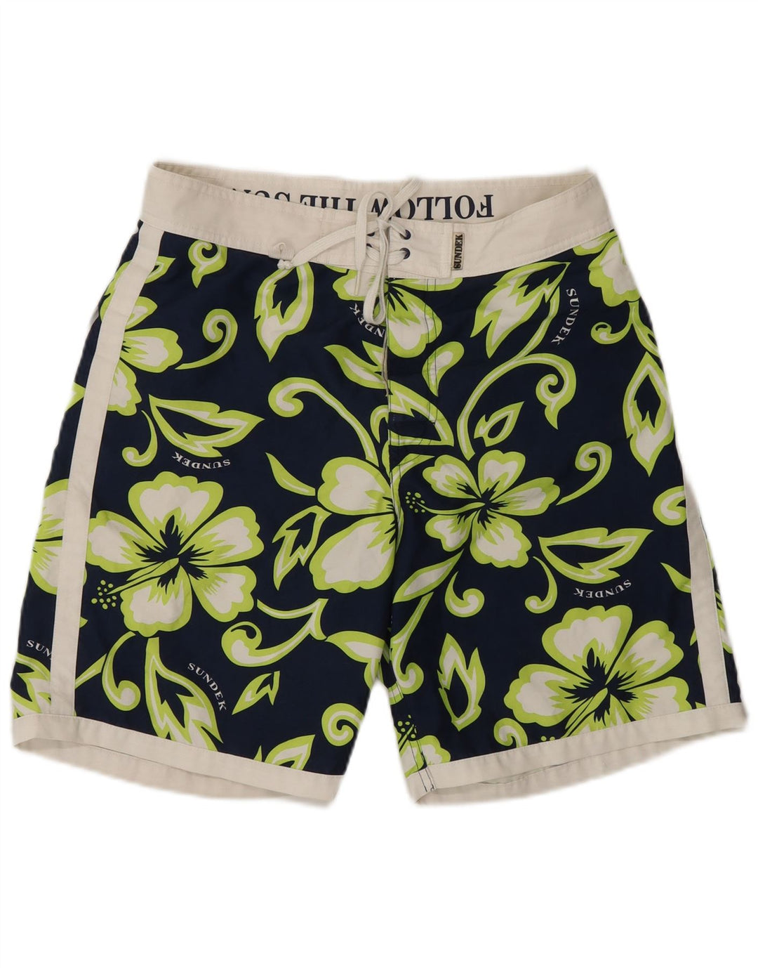 Sundek Mens Graphic Swimming Shorts Medium Navy Blue Floral Polyester