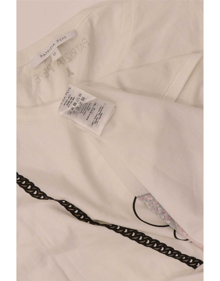 Patrizia Pepe Womens Graphic Vest Top One Size White Cotton