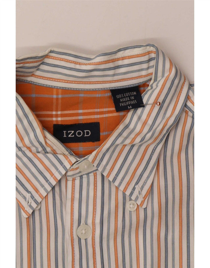 Izod Chemise à manches courtes homme en coton rayé blanc moyen