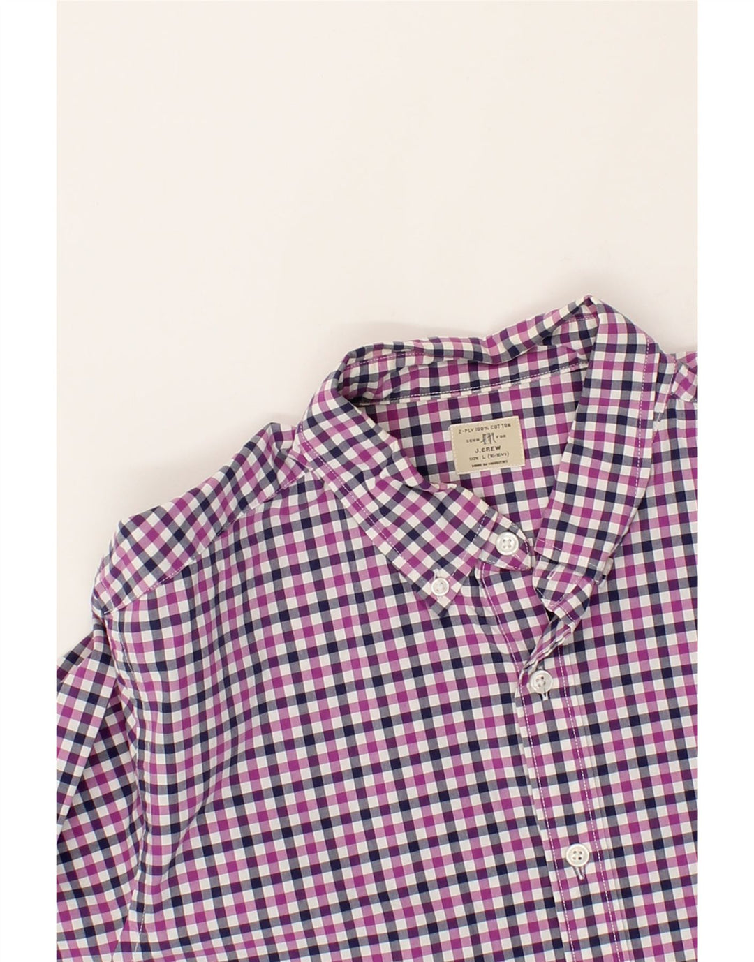 J. CREW Mens Shirt Large Pink Gingham Cotton Vintage J. Crew and Second-Hand J. Crew from Messina Hembry 