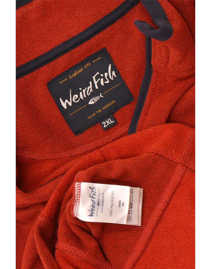 Weird Fish Herre lynlås hals Fleece Jumper 2XL rødbrun Colourblock Polyester