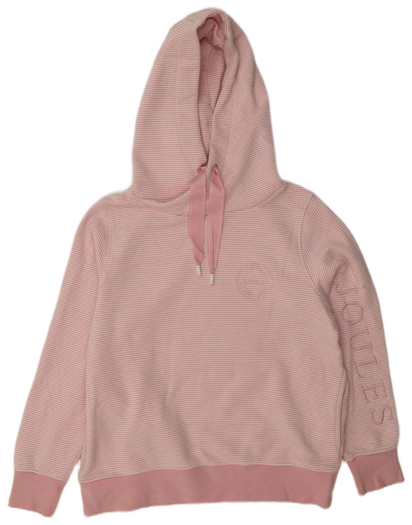 Joules Womens Graphic Hoodie Pullover UK 14 Große rosa Nadelstreifen-Baumwolle