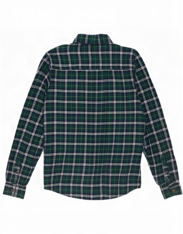 Superdry Damen-Flanellhemd, UK 14, groß, grün kariert, Baumwolle