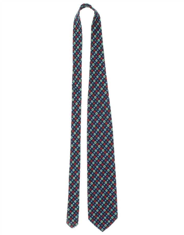 Salvatore Ferragamo Mens Tie One Size Navy Blue Geometric Silk Classic