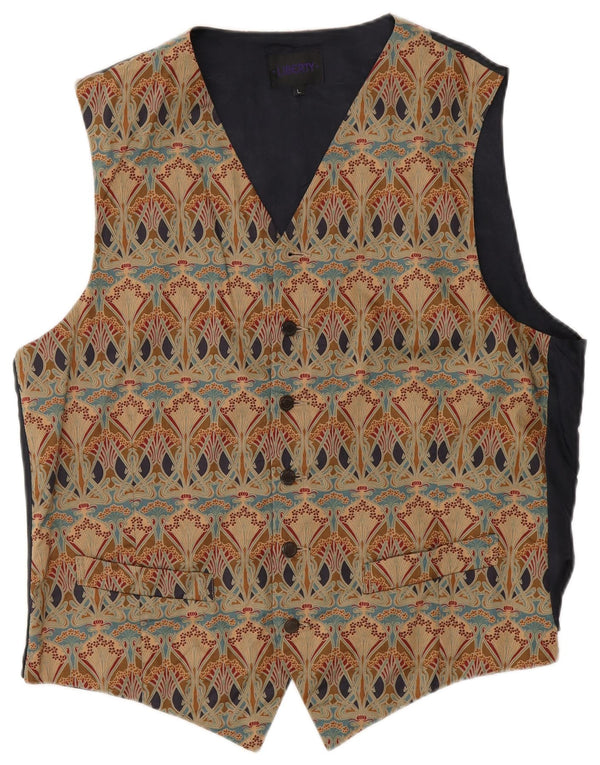 Liberty Mens Waistcoat Large Beige Floral Cotton