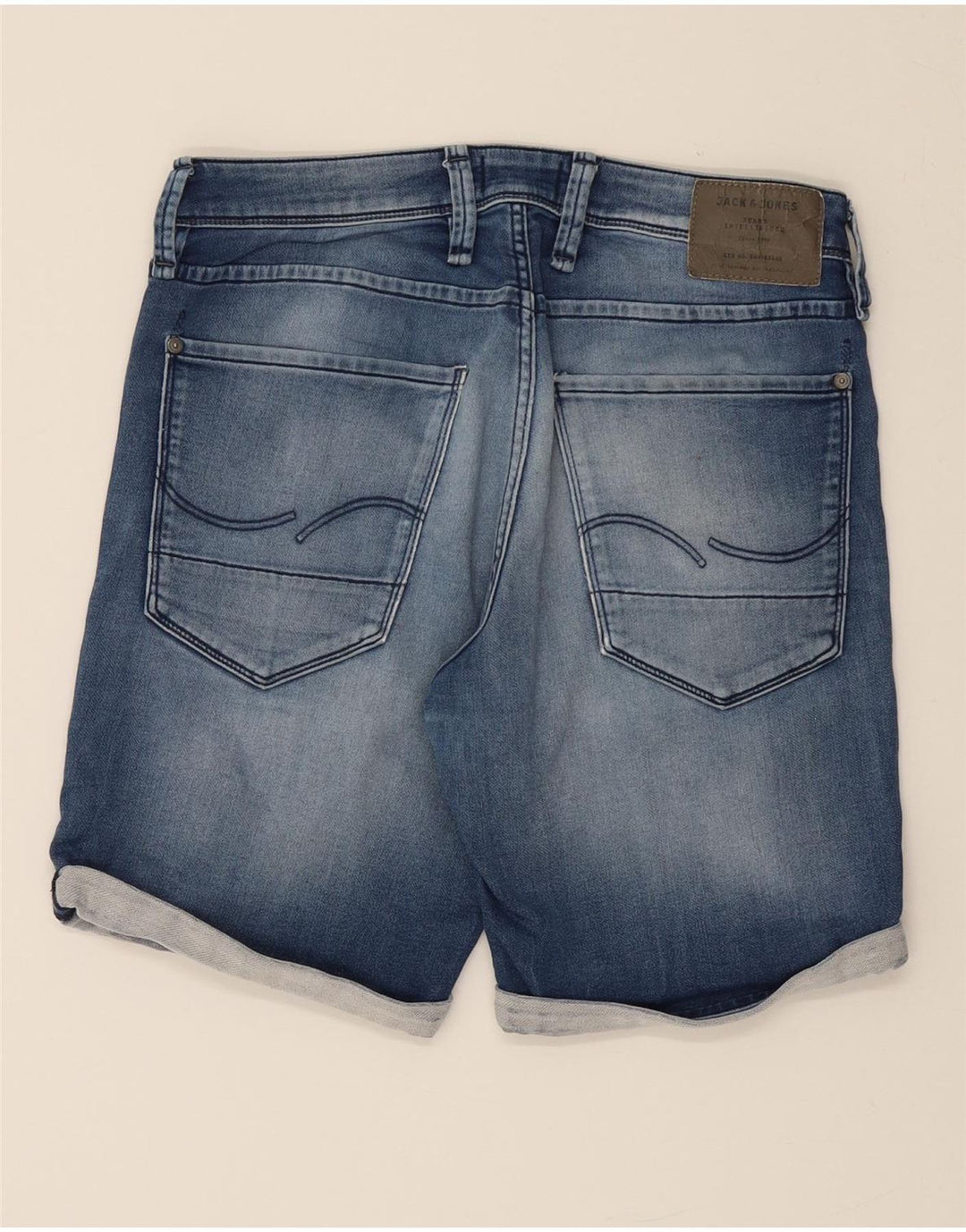 JACK & JONES Mens Regular Fit Denim Shorts Medium W32 Blue Vintage Jack & Jones and Second-Hand Jack & Jones from Messina Hembry 