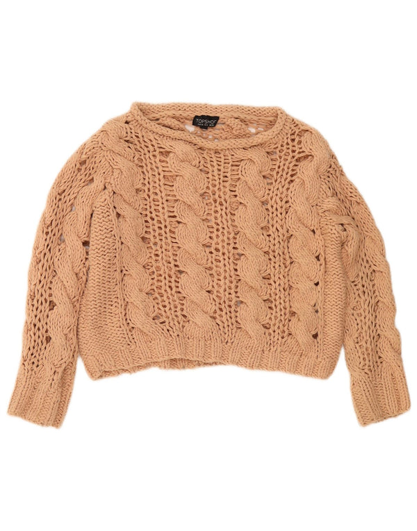Topshop Damen-Pullover, übergroß, kurz geschnitten, U-Boot-Ausschnitt, Gr. 10, Größe S, Beige