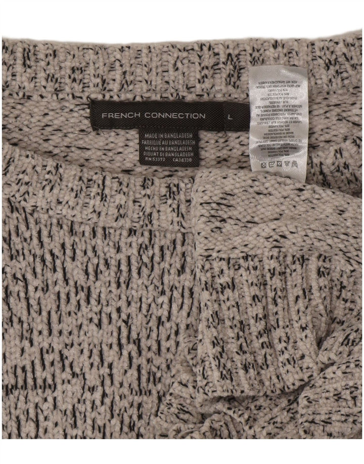 FRENCH CONNECTION Mens Boat Neck Jumper Sweater Large Grey Polyester