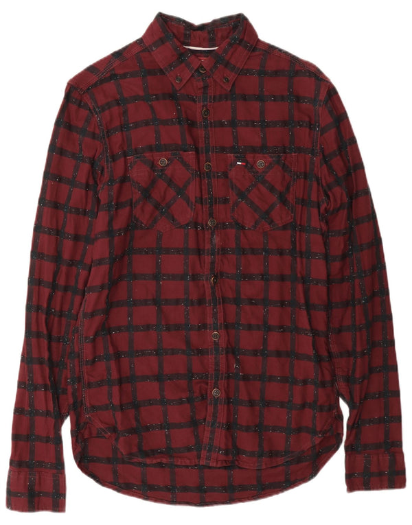 Camicia di flanella da uomo Tommy Hilfiger XS Bordeaux a quadri