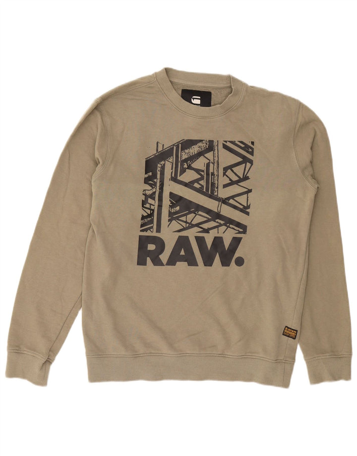 G-Star Herren Grafik-Sweatshirt-Pullover aus mittlerer Khaki-Baumwolle