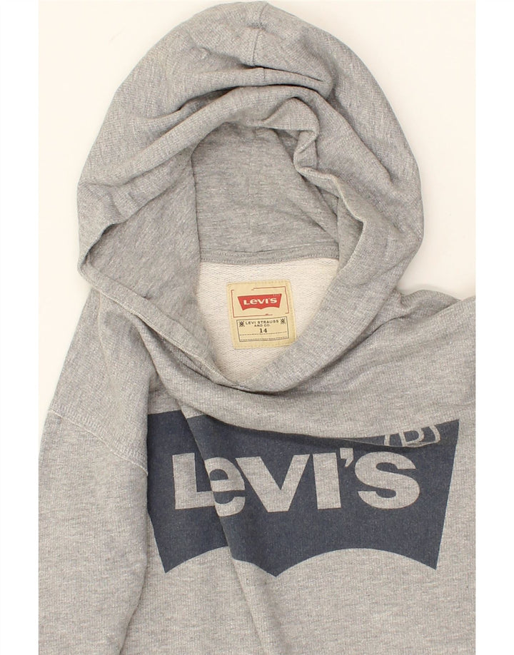 LEVI'S Boys Graphic Hoodie Jumper 13-14 Years Grey Cotton Vintage Levi's and Second-Hand Levi's from Messina Hembry 