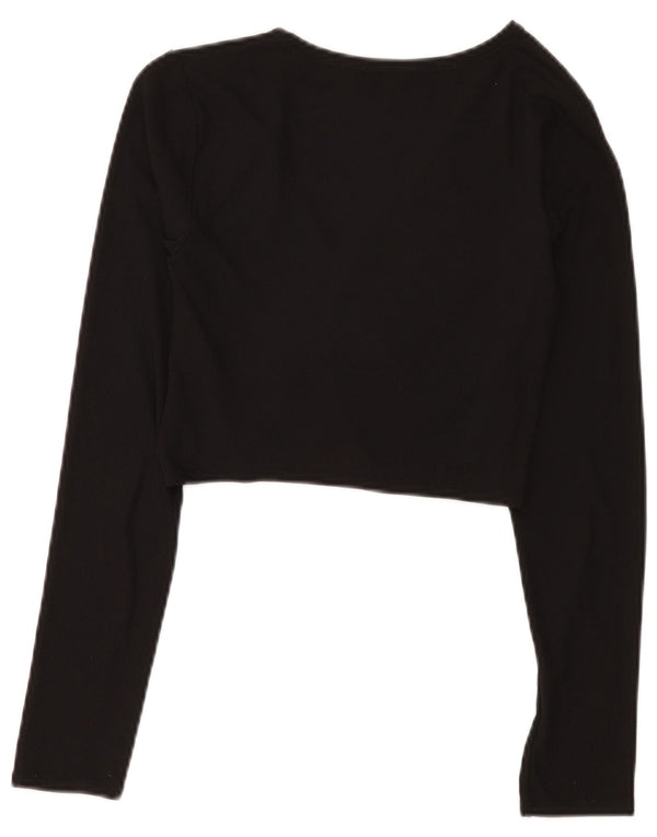 Cardigan feminino Zara manga comprida cropped UK 8 pequeno preto