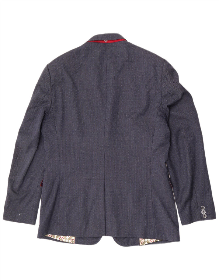 Ted Baker Mens 2 Button Blazer Jacket UK 42 XL Navy Blue Houndstooth Wool