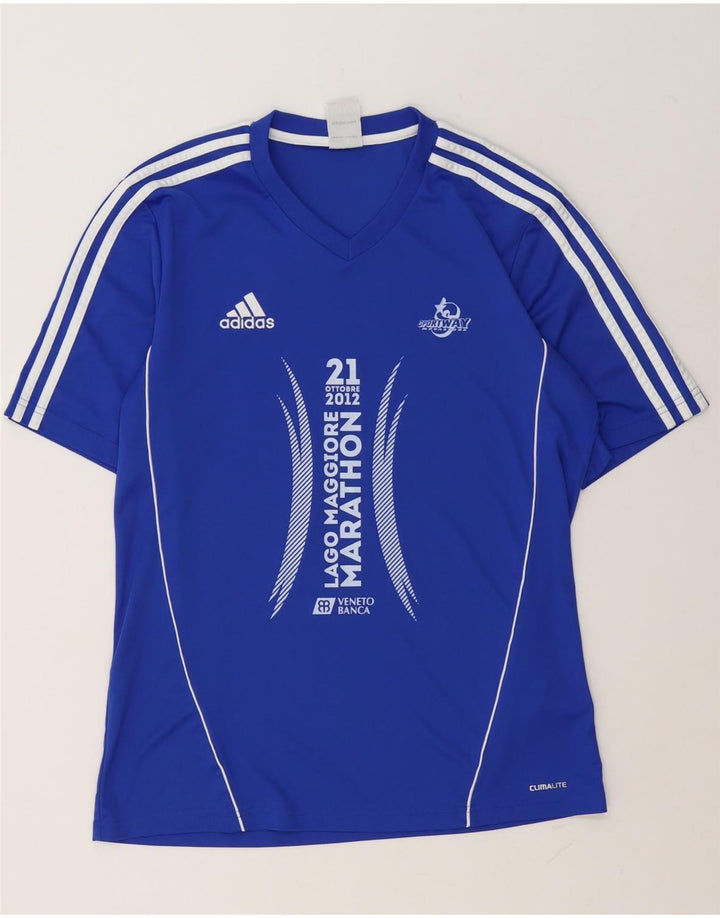 Adidas Mens Climalite Graphic T-Shirt Top Medium Blue Polyester