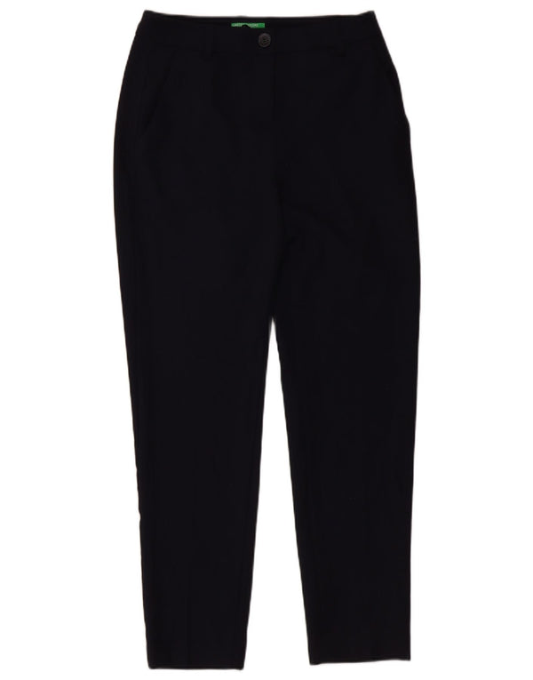 Benetton Womens Slim Suit Trousers IT 38 XS W28 L26 Navy Blue Polyester