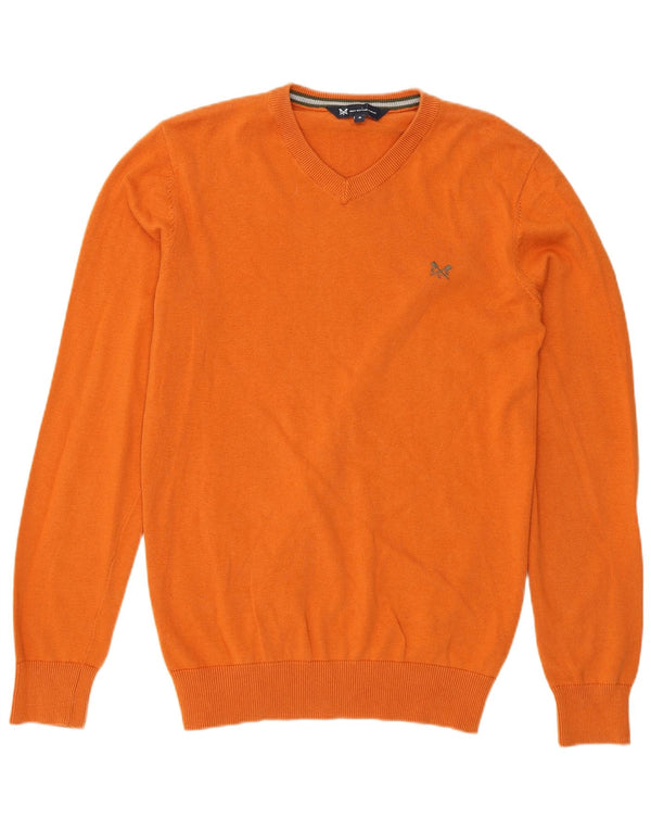 Crew Clothing Mens V-Neck Jumper Sweater Small Orange Cotton