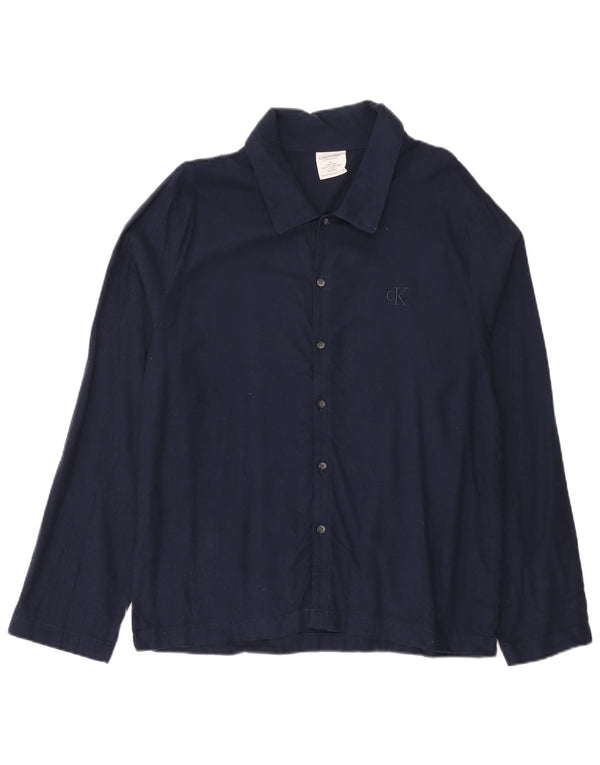 Calvin Klein Mens Shirt Medium Navy Blue Cotton