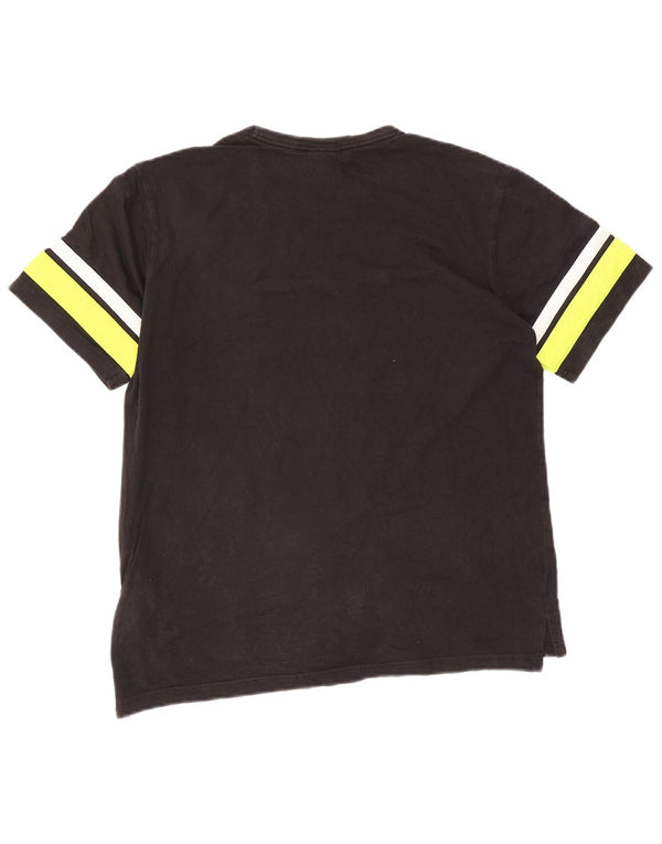Champion Herre grafisk T-shirt Top Medium Sort Colourblock Bomuld