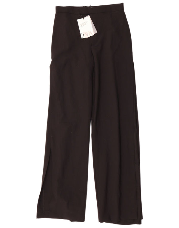 Zara Pantalon décontracté à jambe large pour femme Medium W28 L35 Noir Polyester
