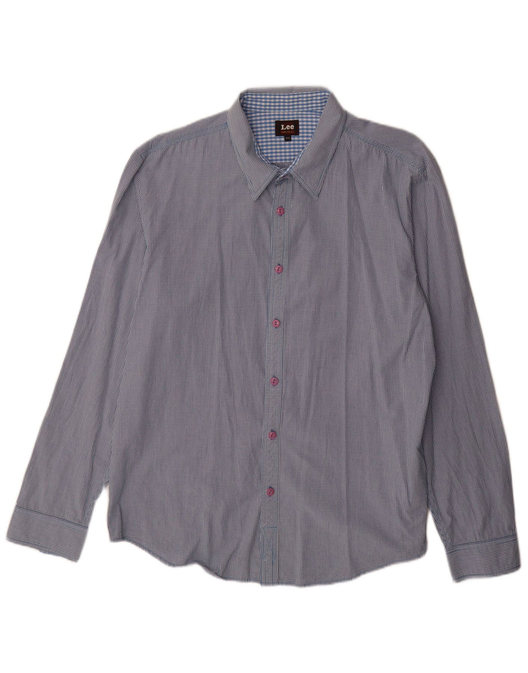 Lee Mens Shirt 2XL Blue Gingham Cotton
