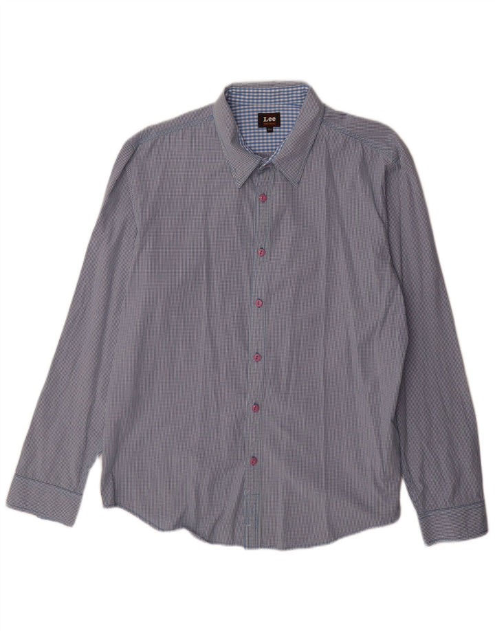 Lee Mens Shirt 2XL Blue Gingham Cotton