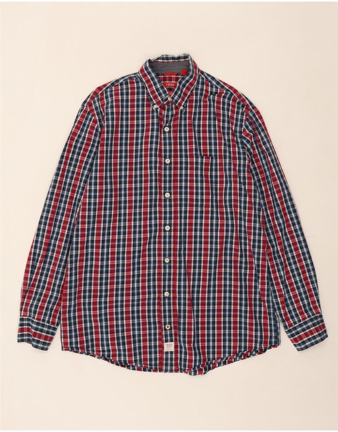 IZOD Mens Shirt Large Red Check Cotton Vintage Izod and Second-Hand Izod from Messina Hembry 