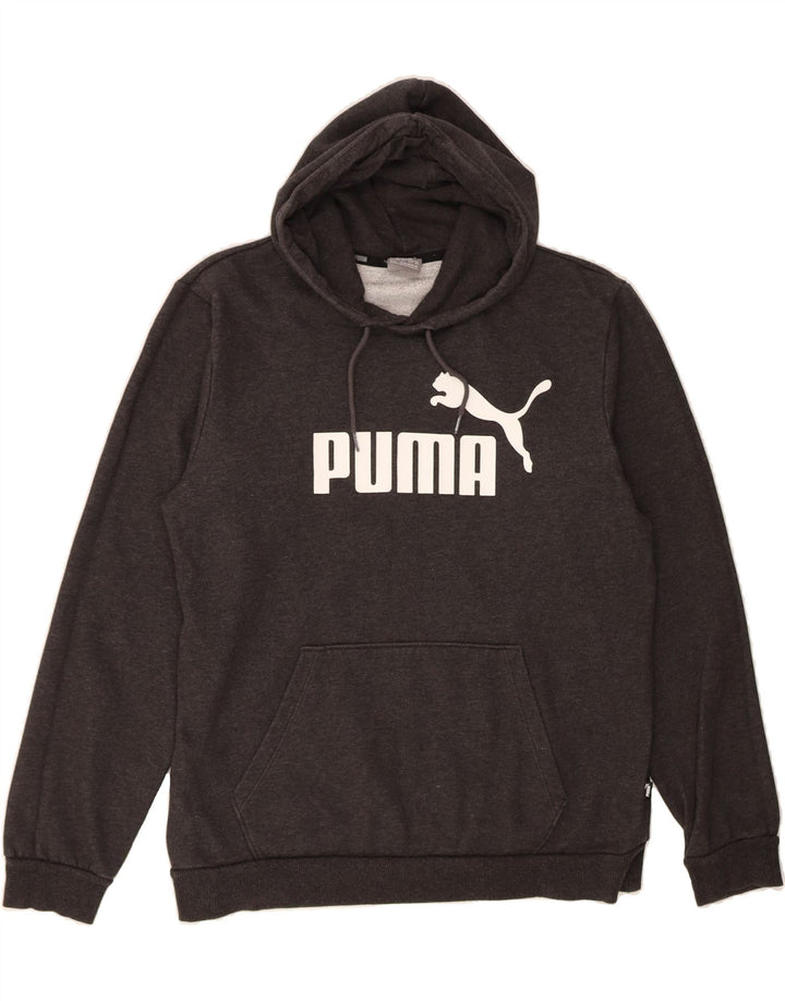 PUMA Mens Graphic Hoodie Jumper Medium Grey Cotton Vintage Puma and Second-Hand Puma from Messina Hembry 