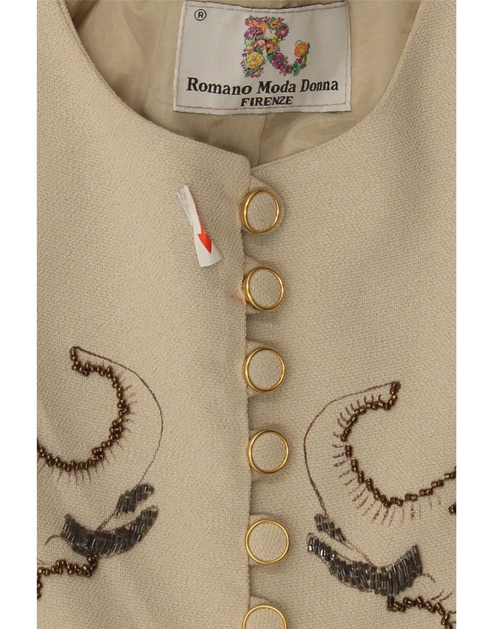 Vintage Womens Graphic Blazer Jacket IT 42 Medium Beige Animal Print