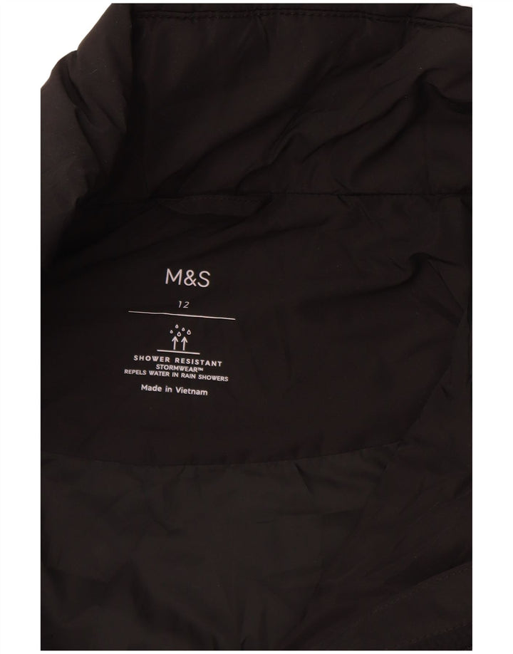 Marks & Spencer Womens Quilted Overcoat UK 12 Medium Black Polyester