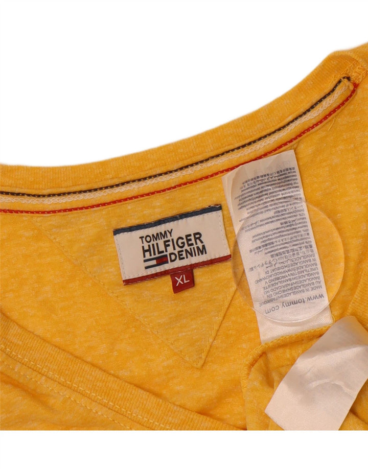 TOMMY HILFIGER Mens T-Shirt Top XL Yellow Polyester Vintage Tommy Hilfiger and Second-Hand Tommy Hilfiger from Messina Hembry 