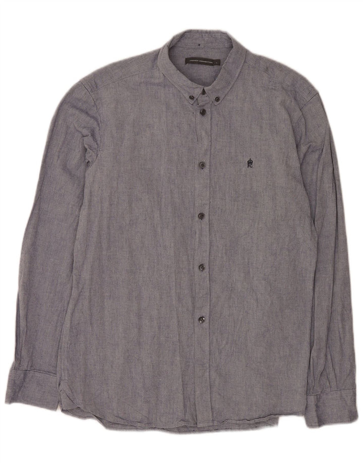 French Connection Mens Shirt Large Blue Cotton