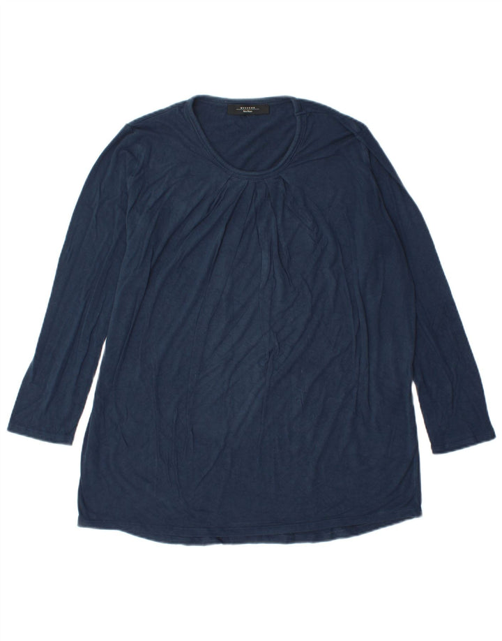 Max Mara Womens Weekend Top Long Sleeve UK 14 Medium Navy Blue Viscose