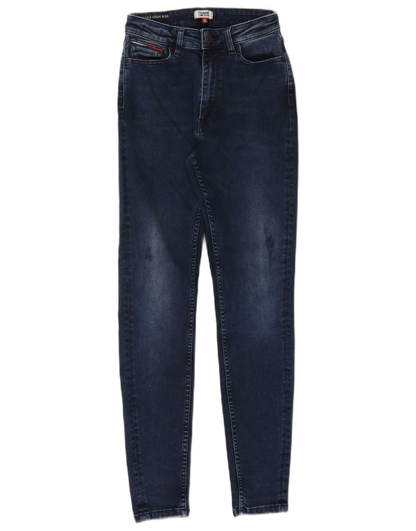 Tommy Hilfiger női ultra magas vékony farmernadrág W26 L30 sötétkék pamut
