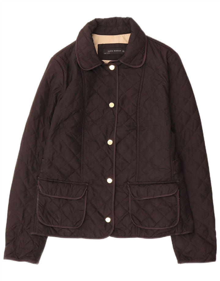 Zara Womens Quilted Jacket UK 14 Large Brown