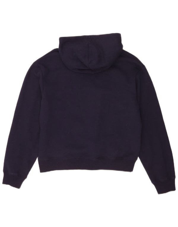 Fila Damen Grafik-Hoodie-Pullover UK 12 Medium Marineblau Baumwolle