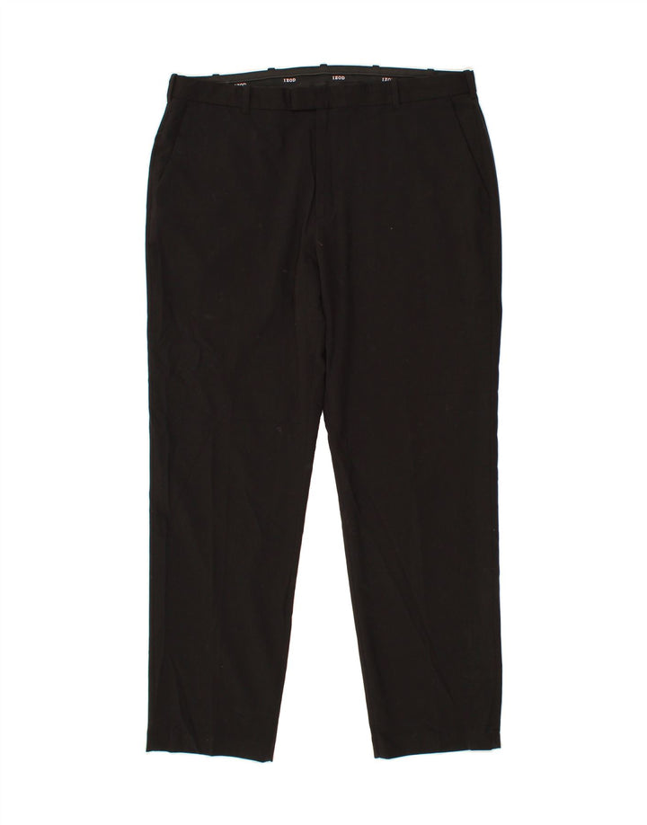 IZOD Mens Straight Chino Trousers  W38 L32 Black Polyester Vintage Izod and Second-Hand Izod from Messina Hembry 