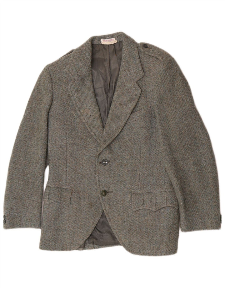 Harris Tweed Damen-Militär-Blazer mit 2 Knöpfen, UK 8, kleine Khaki-Wolle