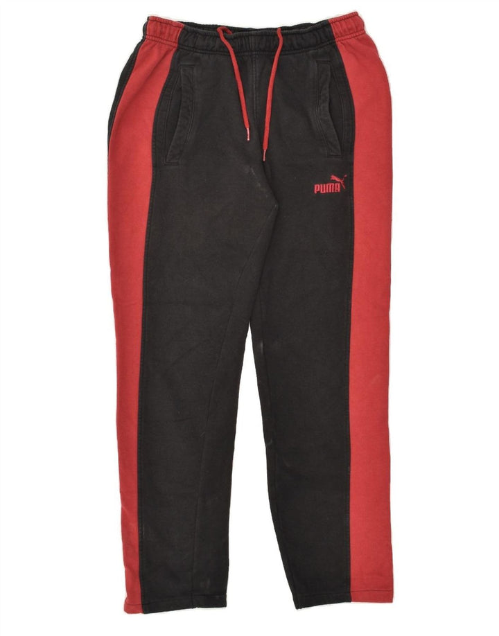 PUMA Mens Tracksuit Trousers Small Black Colourblock Cotton | Vintage Puma | Thrift | Second-Hand Puma | Used Clothing | Messina Hembry 