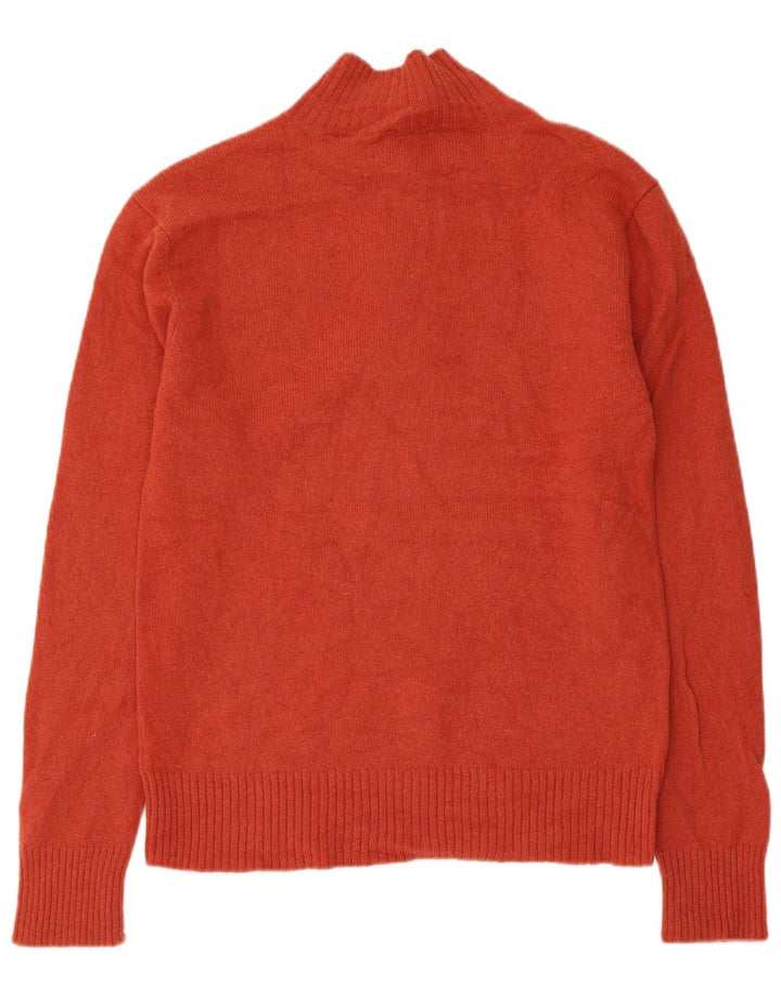 Timberland Mens Zip Neck Jumper Sweater Large Orange Lambswool