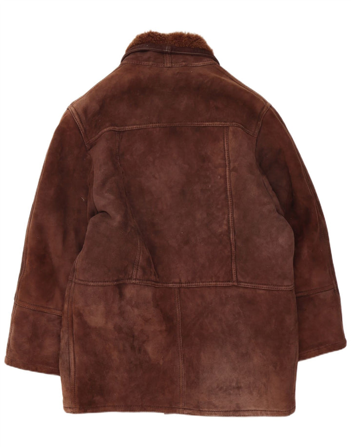 Vintage Mens Shearling Jacket IT 52 XL Brown